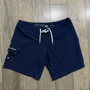 Vintage Surf Y2K Maui Rippers Board Shorts Womens 14 Navy‎ Swim Trunks Pocket 8"